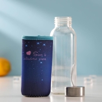 Бутылка для воды стеклянная в чехле &laquo;Звёздное небо&raquo;, 300 мл, h=17 см, цвет МИКС