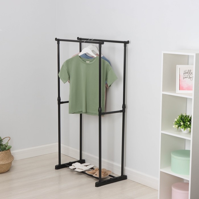 Вешалка - стойка напольная для одежды LaDо́m, двойная, телескопическая, 80&times;42&times;90(150) см, цвет чёрный