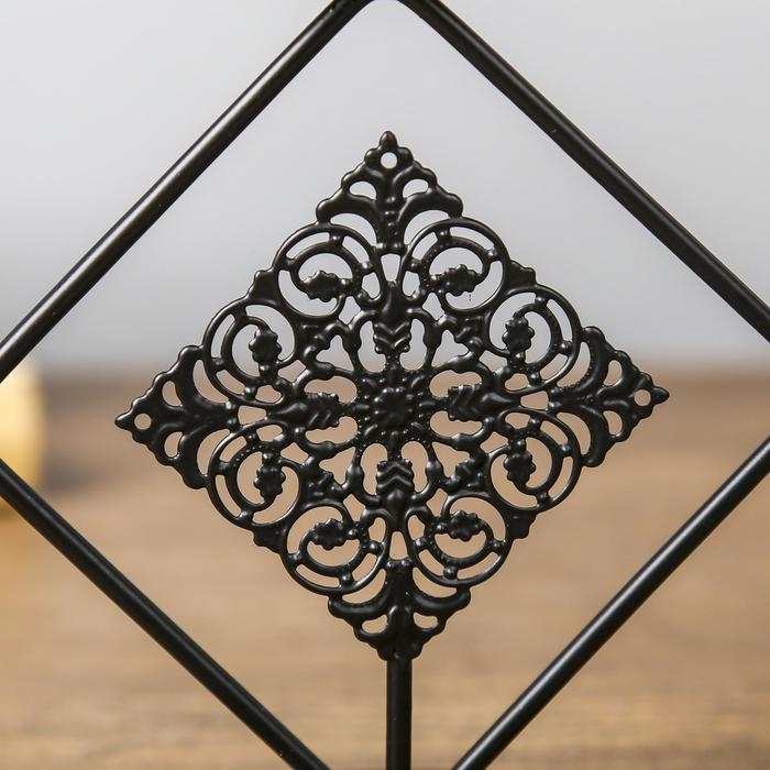 Подсвечник металл на 1 свечу Подсвечник металл на 1 свечу "Два ромба с узором" чёрный 14,5х11,5х8 см