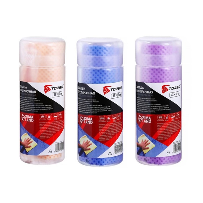 Замша протирочная TORSO 43×32 см, перфорированная в тубе Замша протирочная TORSO 43×32 см, перфорированная в тубе