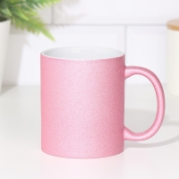 Кружка под сублимацию, керамическая с логотипом, цвет розовый глиттер, 320мл