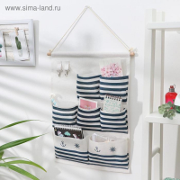 Органайзер подвесной с карманами Доляна &laquo;Морской бой&raquo;, 7 карманов, 48&times;35 см, цвет синий