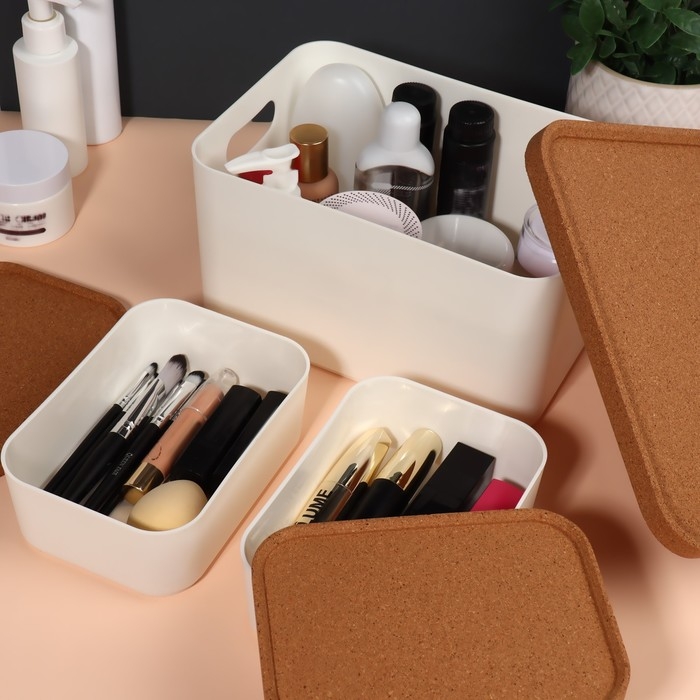 Набор органайзеров для хранения косметических принадлежностей &laquo;Korely&raquo;, 23,5 &times; 16,6 &times; 19,3 см, цвет слоновая кость