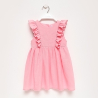 Платье детское с рюшей KAFTAN "Муслин", р.28 (86-92 см) розовый