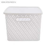 Корзина для хранения с крышкой &laquo;Плетёнка&raquo;, 35&times;29&times;22,5 см, цвет белый
