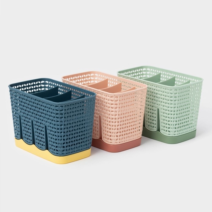 Сушилка для столовых приборов Доляна &laquo;Геш&raquo;, 4 отделения, 17,5&times;10,5&times;12 см, цвет МИКС