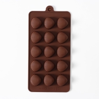Форма для конфет и шоколада Доляна «Ракушки», силикон, 20,5×10,5 см, 15 ячеек (2,7×2,4 см), цвет коричневый Форма для конфет и шоколада Доляна «Ракушки», силикон, 20,5×10,5 см, 15 ячеек (2,7×2,4 см), цвет коричневый