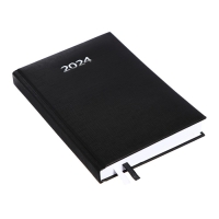 Ежедневник датированный 2024 года, А5, 176 листов, Attomex.Lancaster, обложка балакрон, ляссе, блок 70 г/м2, чёрный