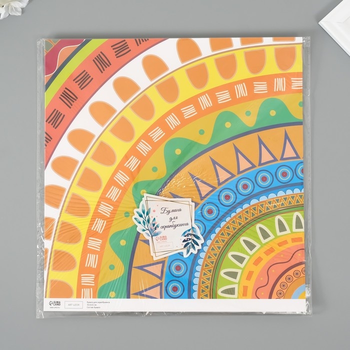 Бумага для скрапбукинга "Этнические узоры" плотность 180 гр набор 5 шт 30,5х32 см