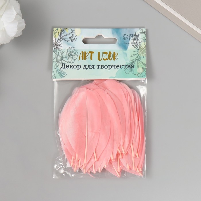 Перо декоративное гусиное "Телесно-розовое" в форме листа набор 40 шт h=5-7 см
