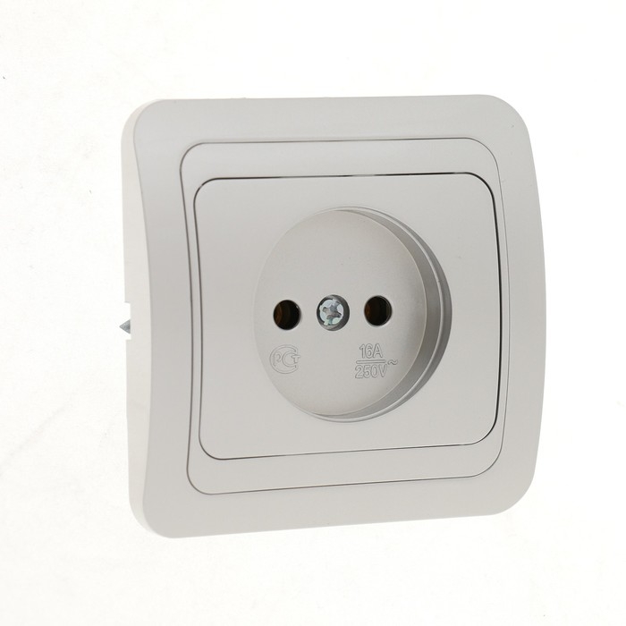 Розетка одноместная Luazon Lighting Розетка одноместная Luazon Lighting "Орион", 10 А, скрытая, без з/к, серебристая