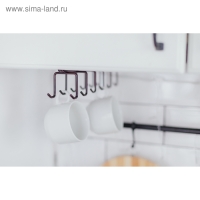 Держатель для кружек подвесной Доляна, на 12 предметов, 27&times;5&times;7,5 см, цвет коричневый