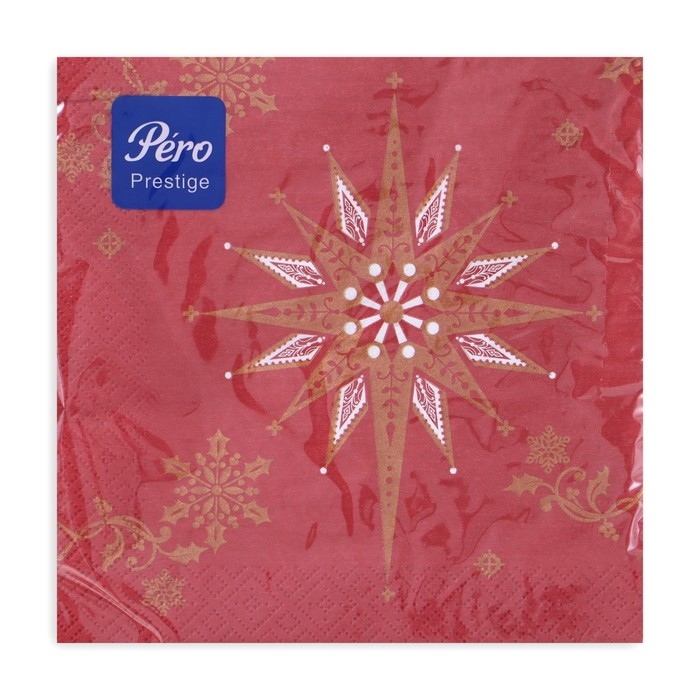 Новогодние салфетки бумажные Pero Prestige &laquo;Рождественская звезда&raquo;, 3 слоя, 33х33 см, 20 шт