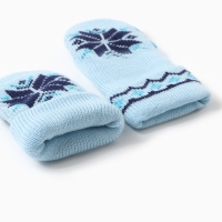 Варежки двойные женские, цвет голубой, р-р 18