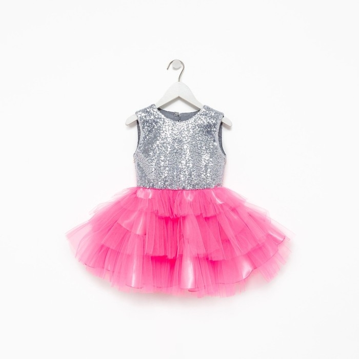 Платье для девочки с пайетками KAFTAN, размер 30 (98-104), цвет ярко-розовый