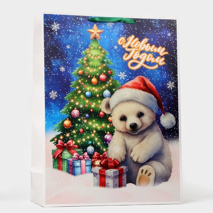 Новый год. Пакет ламинированный &laquo;Медвежонок&raquo;, XXL 61 х 46 х 20 см.