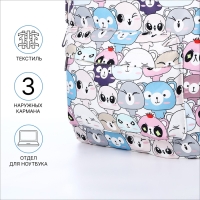 Рюкзак школьный из текстиля на молнии, 3 кармана, пенал, цвет разноцветный