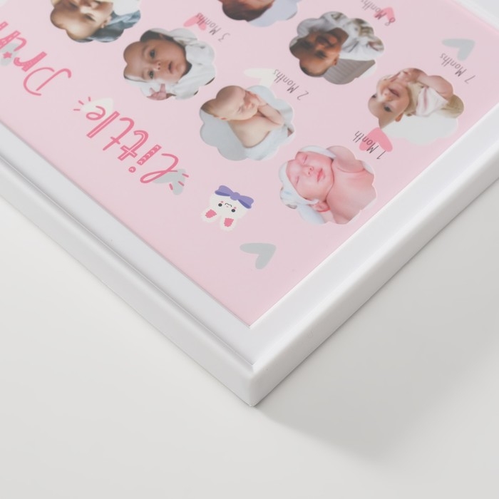 Фоторамка на 12 фото 3х3 см с штемп.подушкой Фоторамка на 12 фото 3х3 см с штемп.подушкой "Маленькая принцесса" белая 2х38х20 см