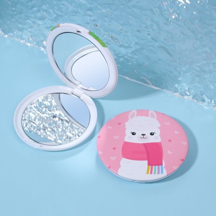 Зеркало складное &laquo;Ламы&raquo;, d = 7,5 см, рисунок МИКС