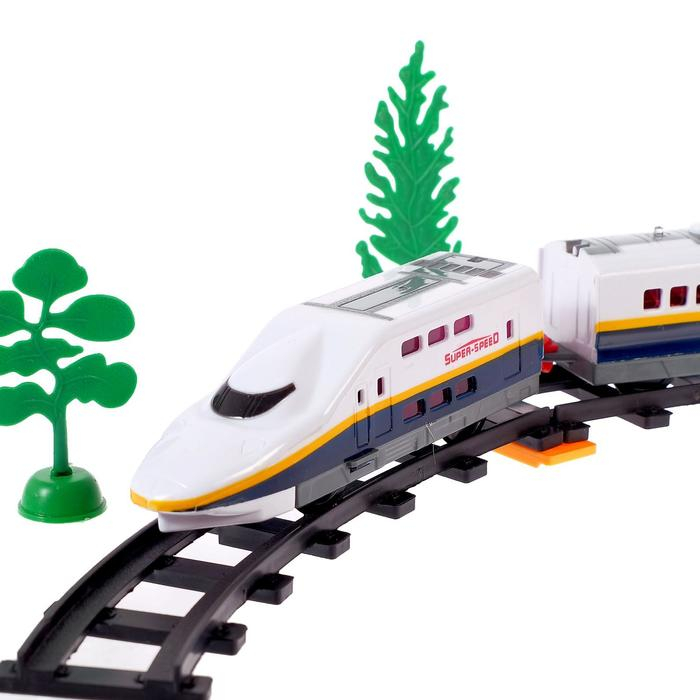 Железная дорога «Скоростной электропоезд», световые эффекты, 27 деталей Железная дорога «Скоростной электропоезд», световые эффекты, 27 деталей