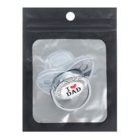 Соска - пустышка силиконовая ортодонтическая «I LOVE DAD», от 6 мес., с колпачком, цвет серый/серебро, стразы Соска - пустышка силиконовая ортодонтическая «I LOVE DAD», от 6 мес., с колпачком, цвет серый/серебро, стразы