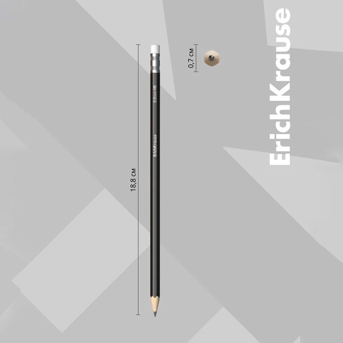 Набор чернографитных карандашей с ластиком 4 штуки ErichKrause Набор чернографитных карандашей с ластиком 4 штуки ErichKrause "Jet Black", HB, грифель d=2.2 мм, дерево, шестигранных в пакете, чёрный корпус