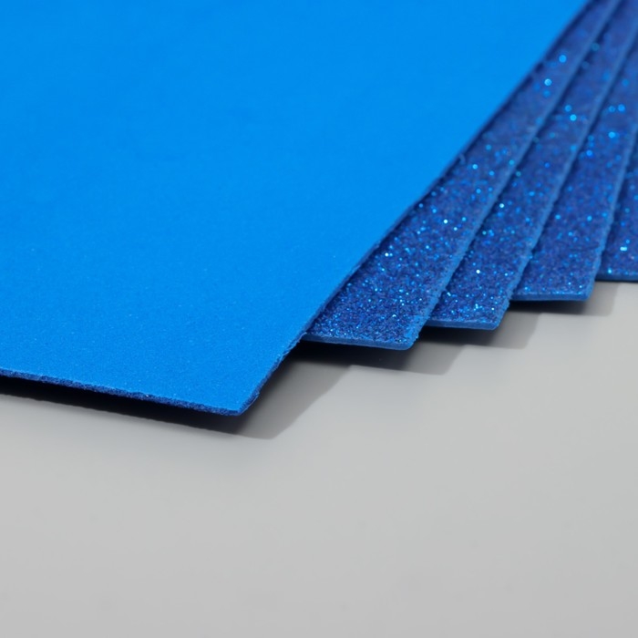 Набор глиттерного фоамирана (5 листов) 2 мм, 20х30 см, синий