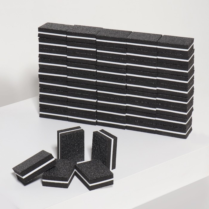 Баф наждачный для ногтей, набор 50 шт, двухсторонний, 3,5 &times; 2,5 см, цвет чёрный