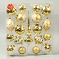 Набор украшений пластик 19 шт "Льдинки" бело-золотой Набор украшений пластик 19 шт "Льдинки" бело-золотой