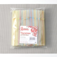 Трубочки одноразовые для напитков Доляна, 21 см, d=5 мм, 250 шт, неоновые, с гофрой, цвет микс