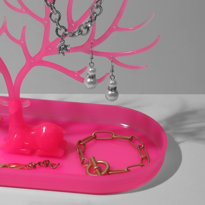 Подставка для украшений &laquo;Олень&raquo;, 25&times;15&times;22 см, прямоугольное основание, цвет розовый