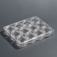 Набор баночек для декора, 12 шт, в органайзере, 4 мл, 12 &times; 10 &times; 3 см, цвет прозрачный