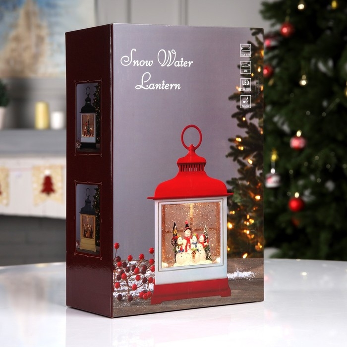 Светодиодная фигура &laquo;Хоровод в фонаре&raquo; 16.5 &times; 26.5 &times; 7.8 см, пластик, батарейки ААх3 (не в комплекте), USB, свечение тёплое белое