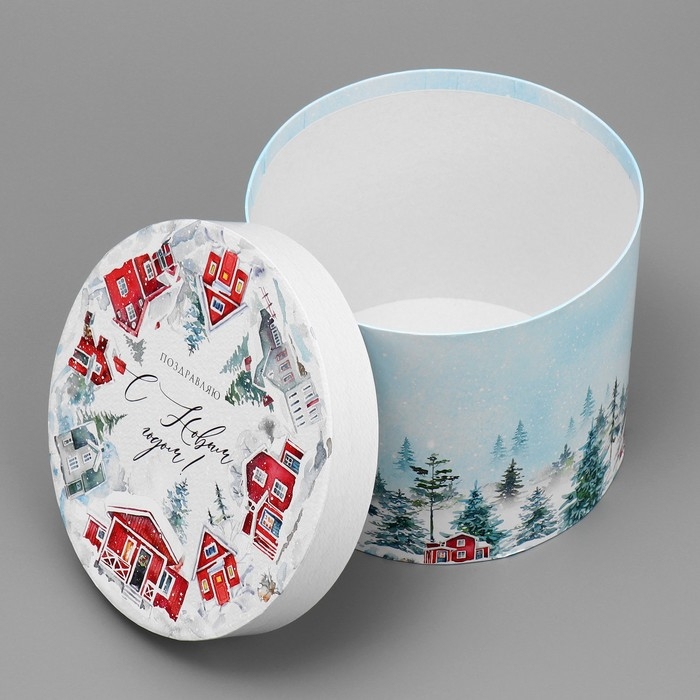 Коробка подарочная круглая &laquo;Поздравляю&raquo;, 15 х 18 см, Новый год