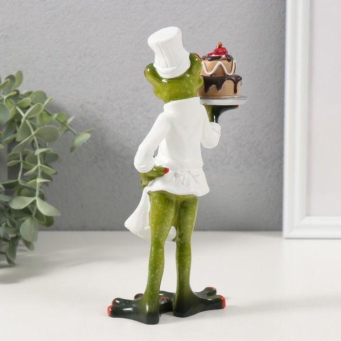 Сувенир полистоун лак "Лягуха кондитер" 18,5х8,5х8 см