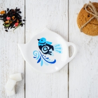 Подставка под чайный пакетик Доляна &laquo;Свиристель&raquo;, 12&times;8,4 см, цвет белый