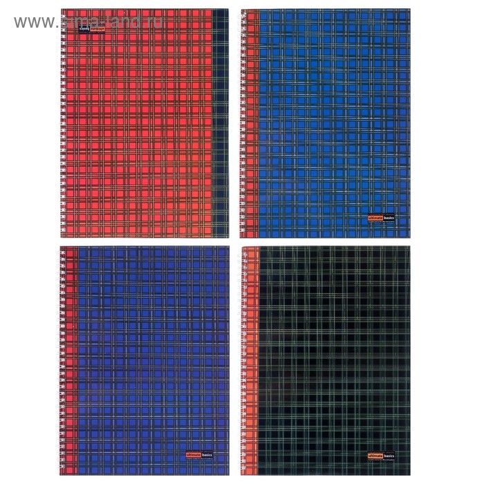 Тетрадь А4, 96 листов в клетку на гребне Тетрадь А4, 96 листов в клетку на гребне "Шотландка", обложка мелованный картон, глянцевая ламинация, МИКС