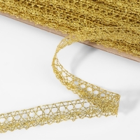 Тесьма декоративная, металлизированная, 10 &plusmn; 1 м, 15 мм, цвет золотой