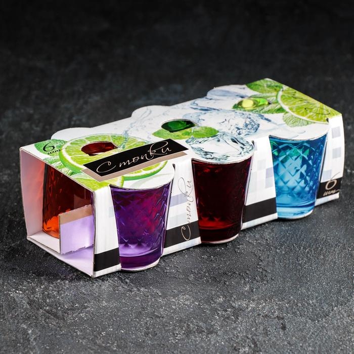 Набор стопок &laquo;Радуга&raquo;, 50 мл, 6 шт, форма МИКС