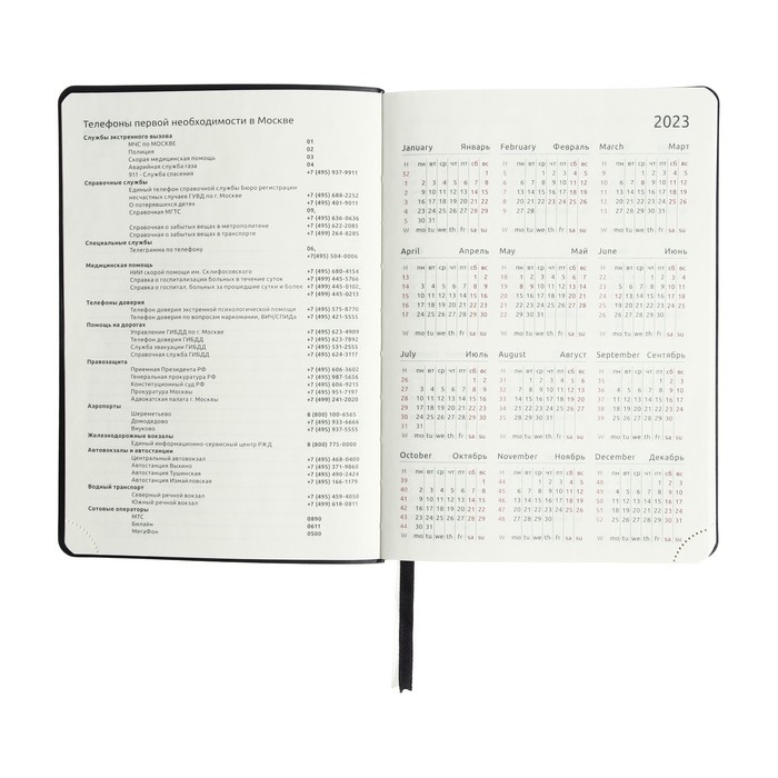 Ежедневник датированный 2024 A5 176 листов, deVENTE.Saltos, мягкая обложка из искусственной кожи, ляссе, кремовый блок 70 г/м2, чёрный