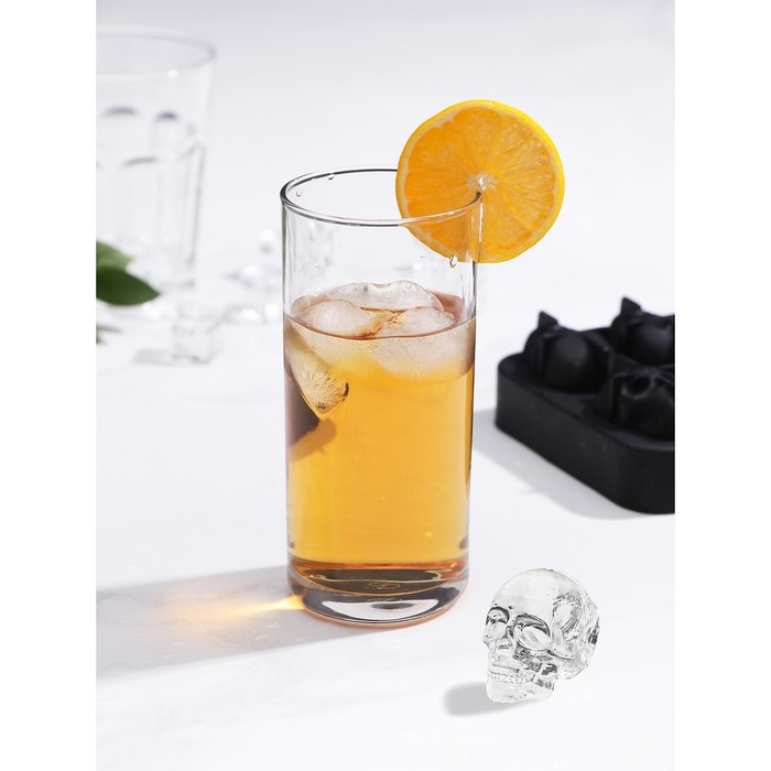 Форма для льда «Череп», силикон, 11×8×4,5 см, 4 ячейки (4,4×2,7 см), цвет чёрный Форма для льда «Череп», силикон, 11×8×4,5 см, 4 ячейки (4,4×2,7 см), цвет чёрный