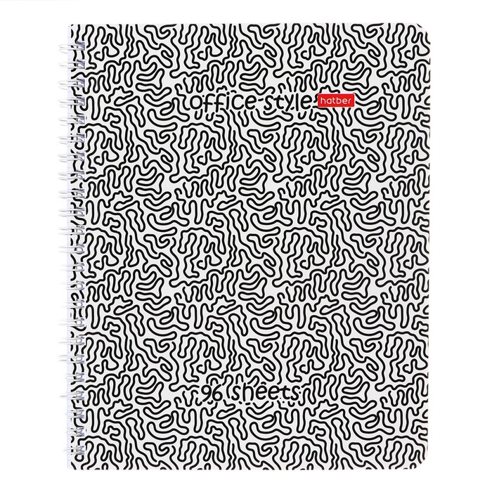 Тетрадь 96 листов в клетку на гребне Тетрадь 96 листов в клетку на гребне "Лабиринт", обложка мелованный картон, глянцевая ламинация, тиснение, блок 65 г/м2, МИКС