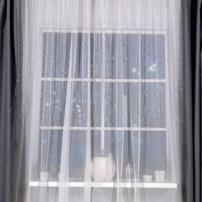 Гирлянда &laquo;Занавес&raquo; 2 &times; 1.5 м, IP20, прозрачная нить, 360 LED, свечение зелёное, 8 режимов, 220 В