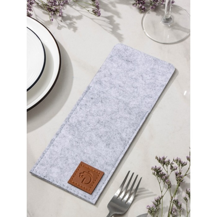 Конверт для столовых приборов Доляна &laquo;Грэй&raquo;, 25&times;10 см, толщина 2 мм, цвет светло-серый