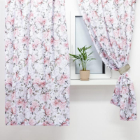 Комплект штор для кухни с подхватами Этель &laquo;Пионы&raquo; 145х180см-2 шт., 100% п/э