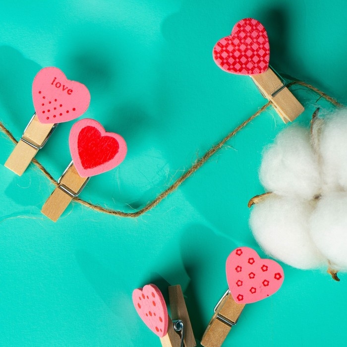 Набор для фото и декора «Сердца», в наборе прищепки 10 шт., верёвка 100 см Набор для фото и декора «Сердца», в наборе прищепки 10 шт., верёвка 100 см