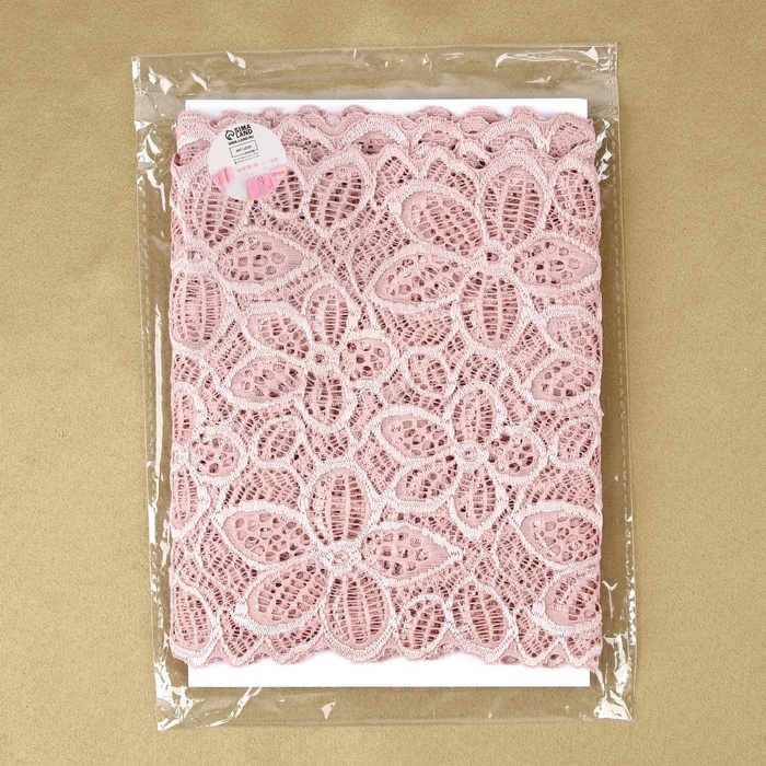 Кружевная эластичная ткань, 180 мм × 2,7 ± 0,5 м, цвет пудровый Кружевная эластичная ткань, 180 мм × 2,7 ± 0,5 м, цвет пудровый
