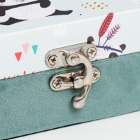 Шкатулка дерево "Панды-индейцы" кожзам и бархат 5,5х24х17 см