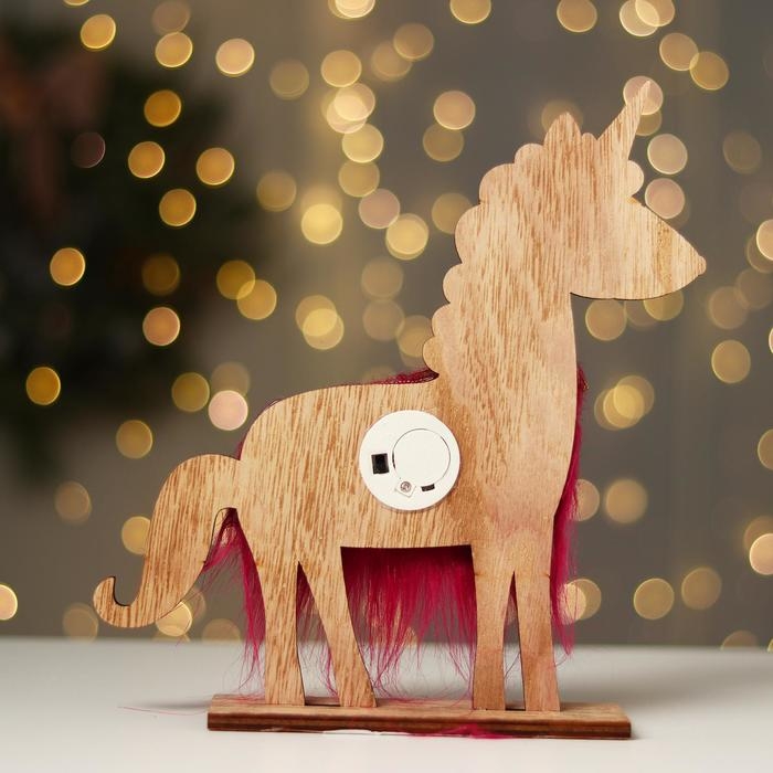 Новогодний декор с подсветкой &laquo;Единорог с колокольчиком&raquo; 21.5&times;5&times;23 см, красный