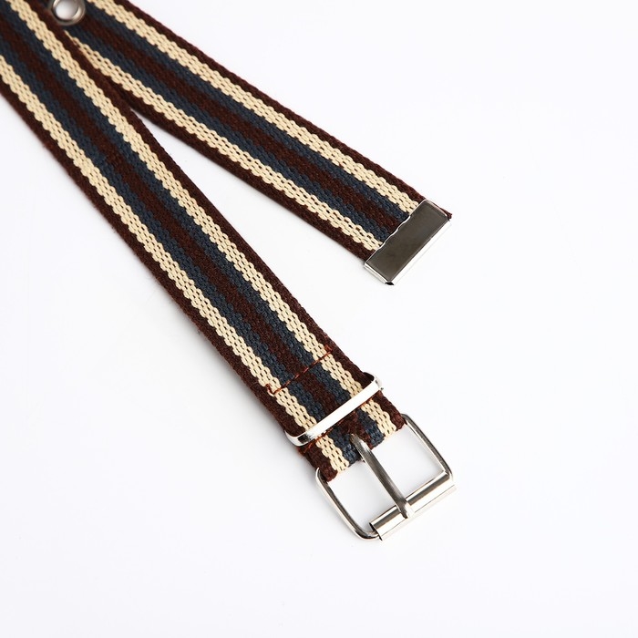 Ремень детский, ширина 2,5 см, пряжка металл, цвет коричневый/жёлтый/синий Ремень детский, ширина 2,5 см, пряжка металл, цвет коричневый/жёлтый/синий